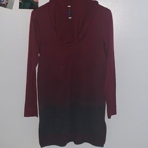 Long red to gray ombré sweater